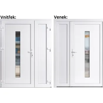 Vchodové dveře Dvoukřídlé vchodové dveře plastové Soft Hana+Panel Plný, Bílá/bílá, 130x200 cm, levé