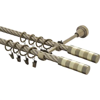 Garnýž kovová 170 cm kroucená dvouřadá - dvojitá 16 Sigma double mosaz