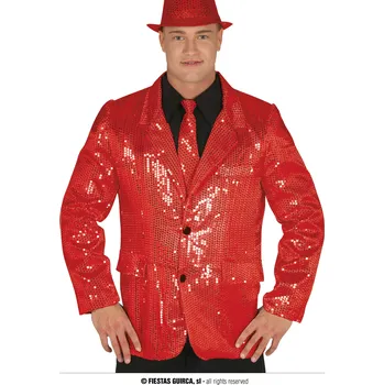 Karnevalový kostým Guirca Pánské červené sako - flitrové Velikost: 52 – 54 (L)