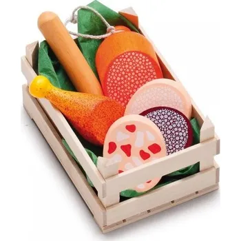 Dřevěná hračka Erzi - Německo Set potravin malý uzeniny