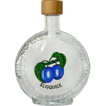 Láhev láhev 0,35l PLACATKA PEGGY kulatá ŠVESTKA+zátka