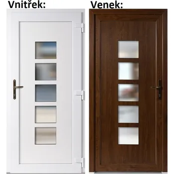 Vchodové dveře Venkovní vchodové dveře Soft Lucy zlatý dub/bílá 80x198 cm, pravé