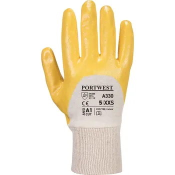 Pracovní rukavice PORTWEST Nitrilové rukavice výprodej Velikost: M, Barva: žlutá