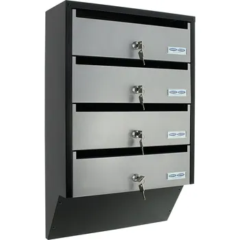Poštovní schránka RR - POŠTOVNÍ SCHRÁNKA - SESTAVA 4 SCHRÁNEK - DEPOT 4 - T06209 Stříbrno-černá