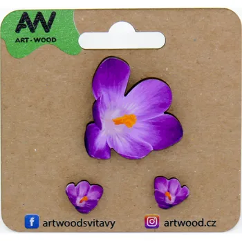 Brož art-wood.cz Dřevěná brož + náušnice - Krokus