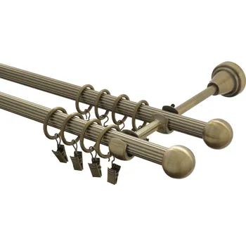 Garnýž Garnýž kovová 150 cm rýhovaná dvouřadá - dvojitá 16 Koule mosaz