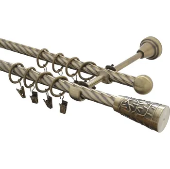 Garnýž kovová 480 cm kroucená dvouřadá - dvojitá 16 Sevilla mosaz