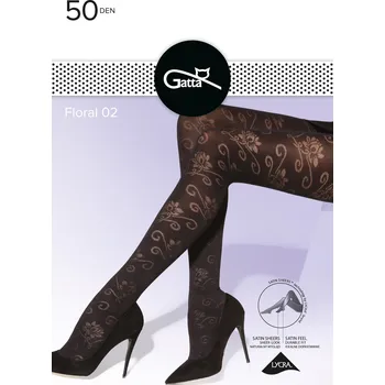Dámské erotické punčochy Gatta Floral 02 Nero Velikost 3-M