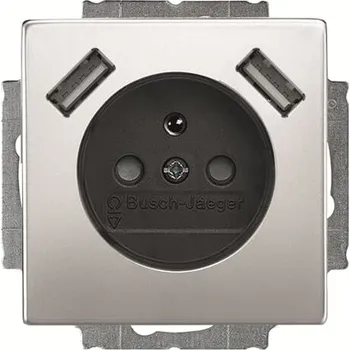 Elektrická zásuvka ABB Future linear Zásuvka s kolíkem 2x USB ušlechtilá ocel 20 MUCB2USB-866-500