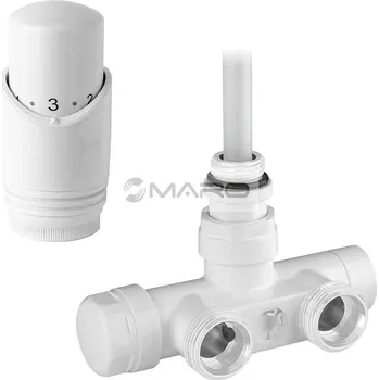 Instalatérský materiál Smart30 SET radiátorový jednobodový, rohový 1/2" x 3/4" EK, bílý + termostatická hlavice 2TTBB, 52351TB015HTBB