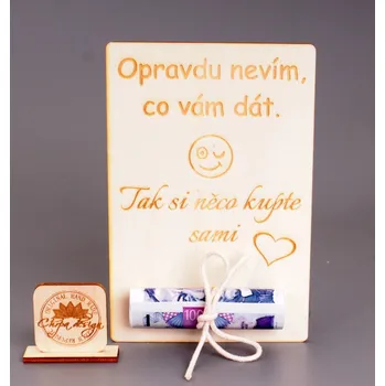 Pokladnička Pokladnička dřevo - cedulka na peníze M, PRO NĚ