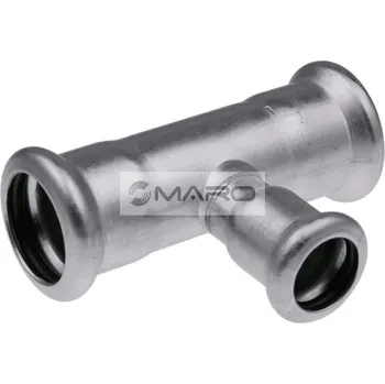 Instalatérský materiál KAN-therm Inox T-kus nerezový lisovací redukovaný pro pitnou vodu, topení 108 x 76,1 x 108 mm, profil "M", 1609260005