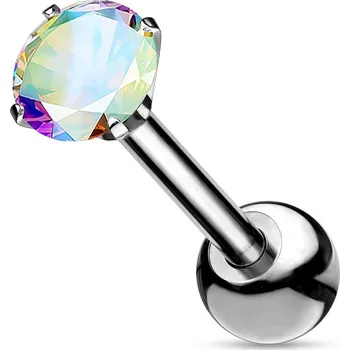 Piercing Atreya Titanová činka do cartilage chrupavky se zirkonem Nomia - 1 mm Barva: Aurora borealis / duhová, Velikost koncovky: 4 mm, Délka / Průměr: 6 mm