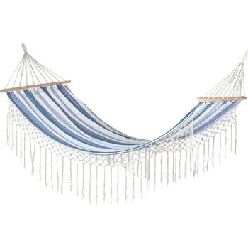 Houpací síť Houpací síť Hamak DKD Home Decor Pruhy Bavlna Polyester Modrá Bílá (200 x 100 cm)