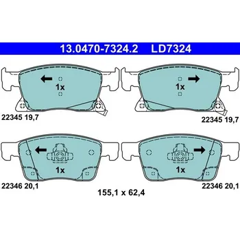 Brzdová destička Sada brzdových destiček, kotoučová brzda ATE 13.0470-7324.2