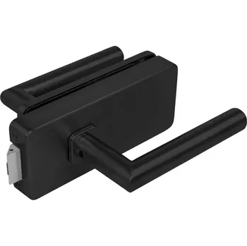 Nábytkové kování MPK - UNIQUE R8 - ZÁMEK na sklo s klikou FAVORIT - bez otvoru přední kování na sklo bez otvoru přední BS - Černá matná