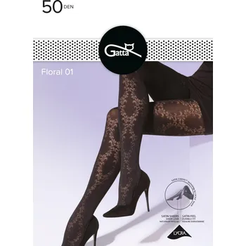Dámské erotické punčochy Gatta Floral 01 Nero Velikost 2-S