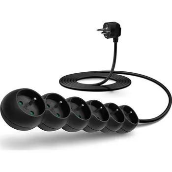 Elektrická zásuvka CONNECT IT prodlužovací 230V, 6 zásuvek, 3m, černý