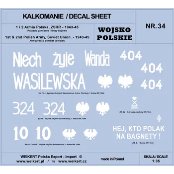 Plastikový model Weikert decals 1/35 1st & 2nd Polish Army, Sov.Union 1943-45 pt.2