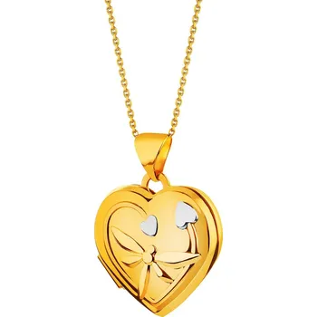 Přívěsek Zlatý přívěsek - otevírací medailon - srdce, vážka, together forever - AP534-8103