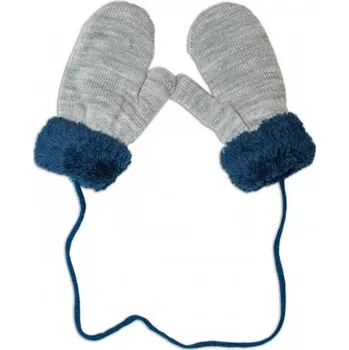 Rukavice Rukavičky dětské zimní s palečkem - KOŽÍŠEK šedé s granátovou - 6-18měs.