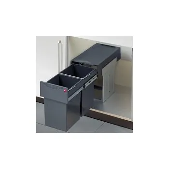 Hailo AS Tandem 15/15 tmavě šedý - vestavný odpadkový koš, výsuvný tídič odpadu - 3666-101