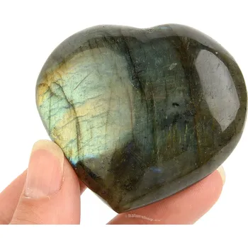 Přírodní kámen Labradorit srdce z Madagaskaru 108g