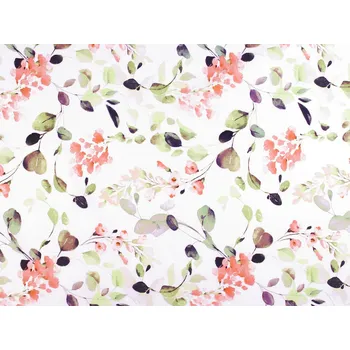 Bavlněná látka / plátno listy / rostliny, barva (1610) bílá