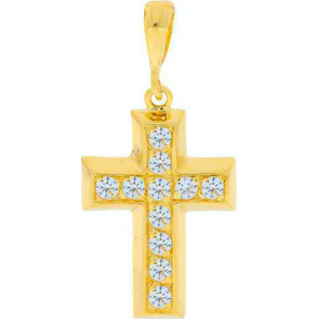 Přívěsek Zlatý křížek se zirkony