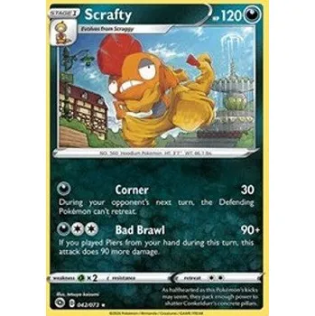 Karetní hra Pokémon CPA 042/073 Scrafty - Champion’s Path Stav: Near Mint, Verze: HOLO
