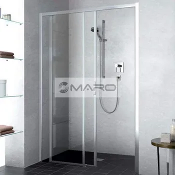 Sprchové dveře Kermi Liga Dveře sprchové posuvné 2-dílné LI D2L 120 x 200 cm, levé, profil: stříbrný lesklý, výplň: čiré sklo, LI D2L 12020 VPK