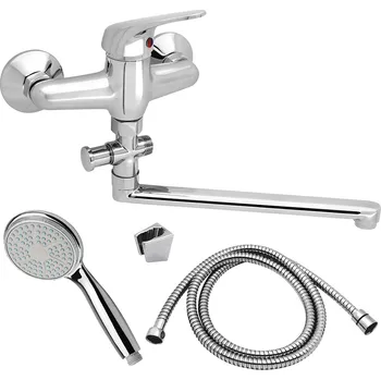 Vodovodní baterie Slovarm - TA.4018-150 - Baterie vanová nástěnná pro bytová jádra, s příslušenstvím, ramínko ploché, L 300 mm, rozteč 150 mm - 481323