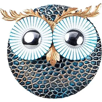Nástěnná kovová dekorace OWL II modrá/stříbrná
