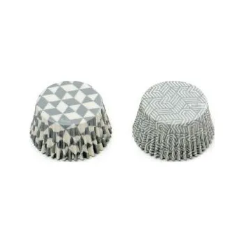 Party dekorace Košíčky Decora - Stříbrné geo vzory 36 ks