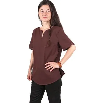 Karnevalový kostým imago Bavlněná dámská tunika s krátkým rukávem - hnědá, velikost S