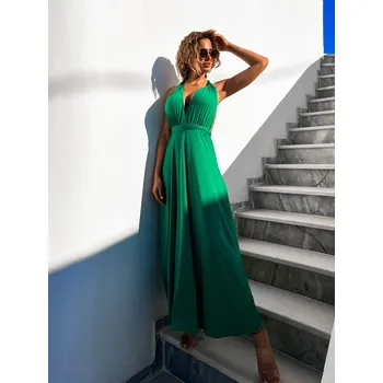 Dámské šaty Zelené elegantní šaty BEATRICE s vázáním