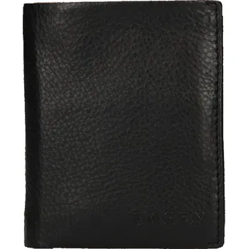 Peněženka Lagen pánská slim peněženka kožená 50620 - černá/modrá - BLK/CELESTI
