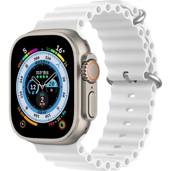 Řemínek na hodinky Dux Ducis silikonový řemínek Ocean Wave pro Apple Watch 8 / 7 / 6 / 5 / 4 / 3 / 2 / SE (41/40/38 mm) - bílý
