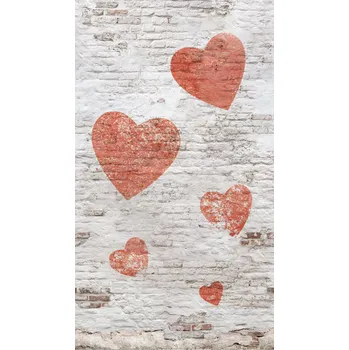 Tapeta Vliesová fototapeta na zeď, srdíčka, cihlová zeď, ML2301 Mural Joung edition Grandeco