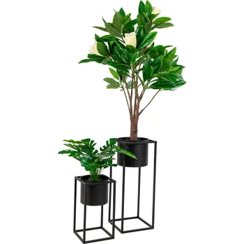 Květináč House Nordic Set 2 černých kovových květináčů MARLA 9001115