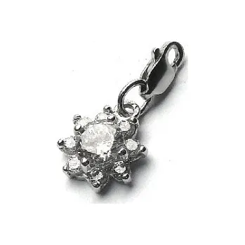 Přívěsek Stříbrný přívěsek kytka zirkony ,karabina - VP135 kar (Stříbrná kytka se zirkony a s karabinou)