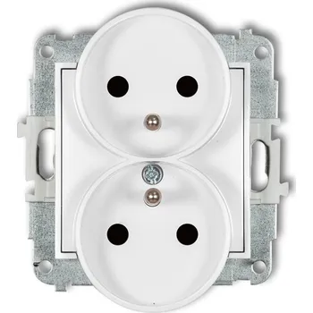 Elektrická zásuvka KARLIK Zásuvka dvojnásobná s uzemněním Barva: Matná bílá