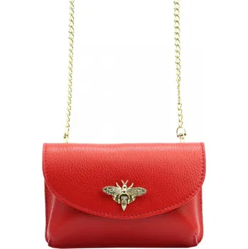 Kabelka Kožená malá dámská crossbody kabelka na řetízku červená