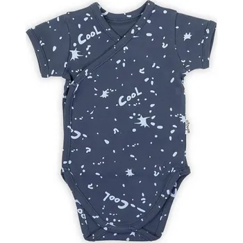 Kojenecký body Kojenecké bavlněné body s bočním zapínáním krátky rukáv Nicol Max dark 62 (3-6m)