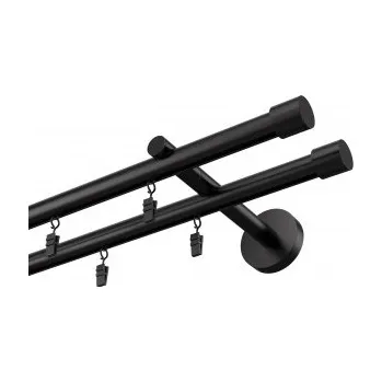 Garnýž Profilová hliníková garnýž dvojitá Elegant černá Pullo