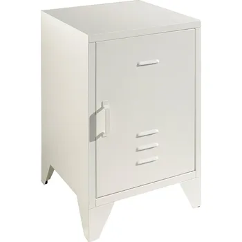 Noční stolek Bílý kovový noční stolek Vipack Bronxx 40 x 40 cm