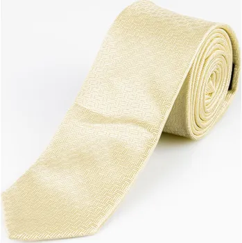 Kravata Kravata pánská AMJ úzká proplétaný vzor KI0855, krémová