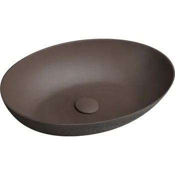Umyvadlo SAPHO FORMIGO betonové umyvadlo na desku, včetně výpusti, 60x40cm, tmavě hnědá