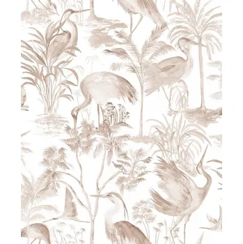 Tapeta Vliesová tapeta hnědá - ptáci, volavka MA947403 / Tapety na zeď Spirit of jungle (0,53 x 10,05 m) Marburg