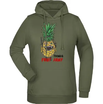 Dámská mikina Dámská mikina s kapucí Thomas - Fruit army - olivová